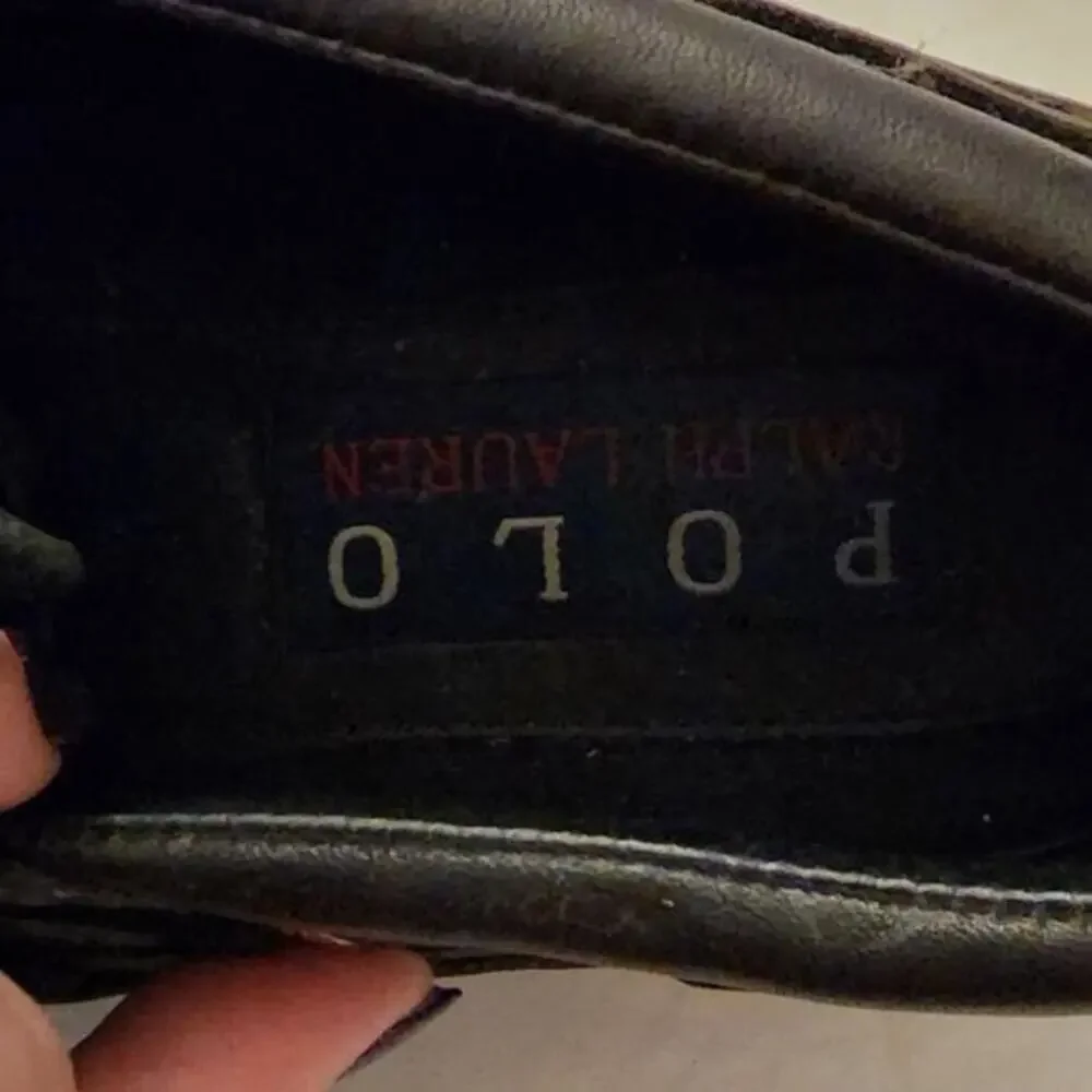 Polo Ralph Lauren vintage black buckle deck boat shoes loafers men's size 10.5 D